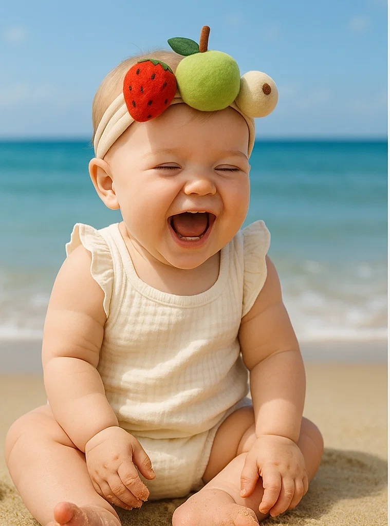 Strawberry, Green Apple, and Longan Plush Baby Headband